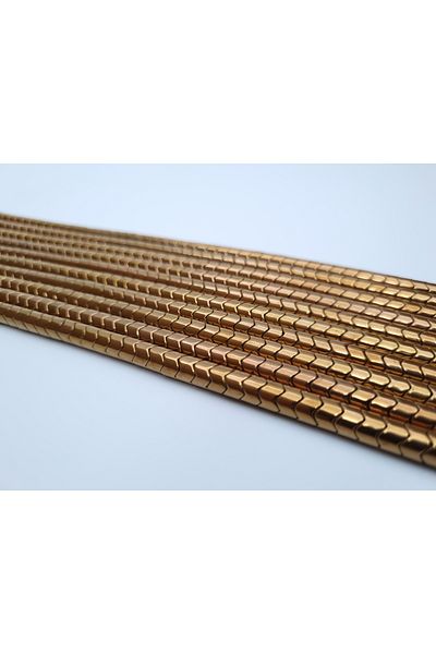 Yüksel Boncuk Copper Hematite Stone - Cylinder Zigzag Cut Natural Stone String