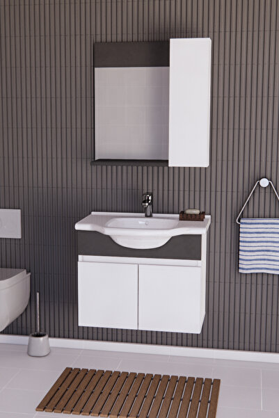 DOĞSAN MOBİLYA 65 CM BANYO DOLABI TAKIM BEYAZ-ANTRASİT MDFLAM