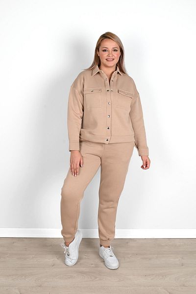 Koza Butik Γυναικείο Σετ αθλητικής φόρμας Polo γιακά μεγάλου μεγέθους 8045-24