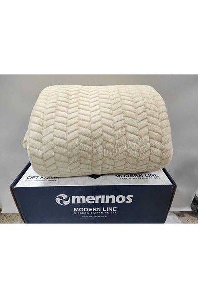 DUNBE HOME Merinos Modern Line Mink 3 Piece Double Boxed Blanket Set (1 Blanket-2 Pillowcases)