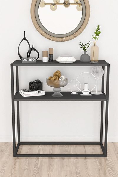 Bofigo Metal Leg Dresser Decorative Shelf Dresser Console Metal Dresser Anthracite