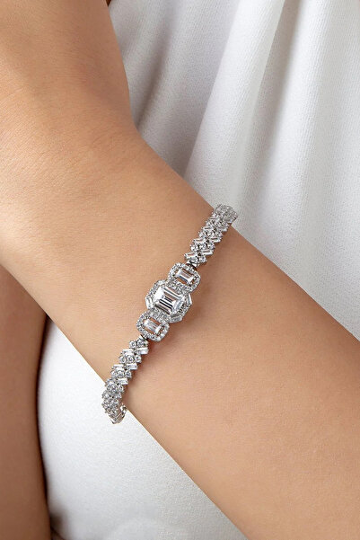 Else Silver 925 Ayar Gümüş Baget Taşlı Bileklik