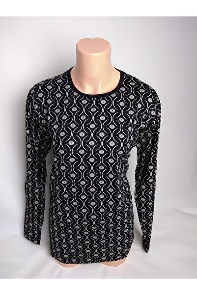 YAŞAR TRİKO تيشيرت نسائي من القطن الممشط باللون الأسود - رقبة دائرية، أكمام ط...