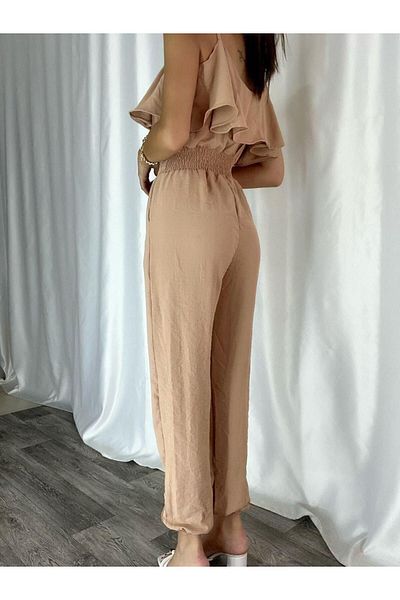 rengamoda Ayrobin Fabric - Elastic Women's Jumpsuit with Waist and Layer Straps (Coloured)
