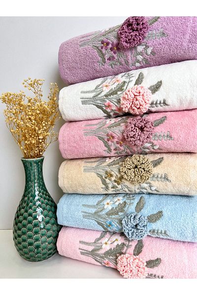 AYHANHOME Комплект кухненски кърпи 3D Elishia Flower Embroded Velvet 6-Pack 30x50