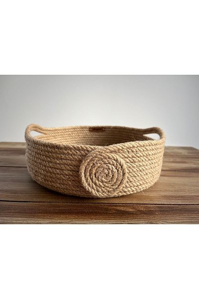 Bright3 Wicker Organizer Basket - Multi-Purpose, Handmade, Handled Jute Basket, Kitchen, Bathroom, Bread Basket, Towel