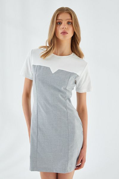 Mixray 4526 Γυναικείο Γκρι T-Shirt Φόρεμα Cup