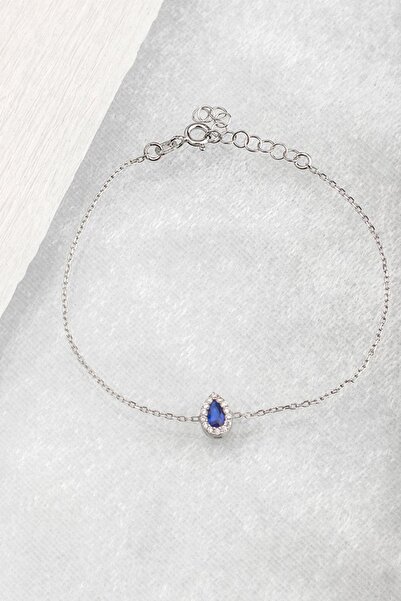 Else Silver Mavi Damla Taşlı Gümüş Bileklik
