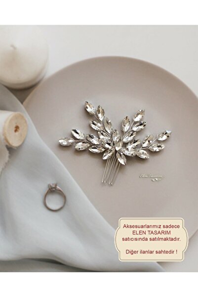 Elen Tasarım Πέτρινη Λεπτομερής Νυφική ​​τιάρα - Αξεσουάρ μαλλιών