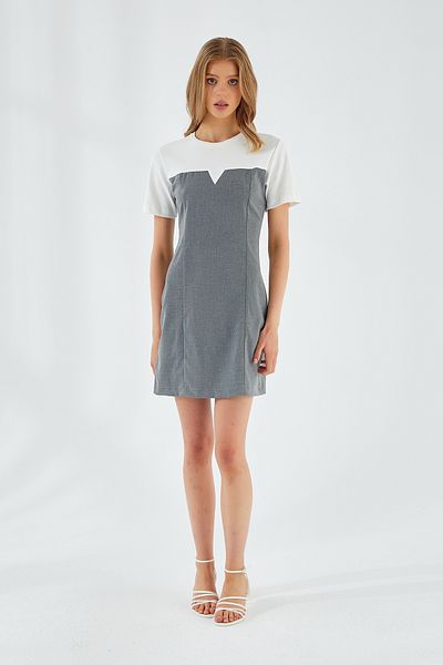 Mixray 4526 Γυναικείο T-Shirt φόρεμα ανθρακί με κούπες