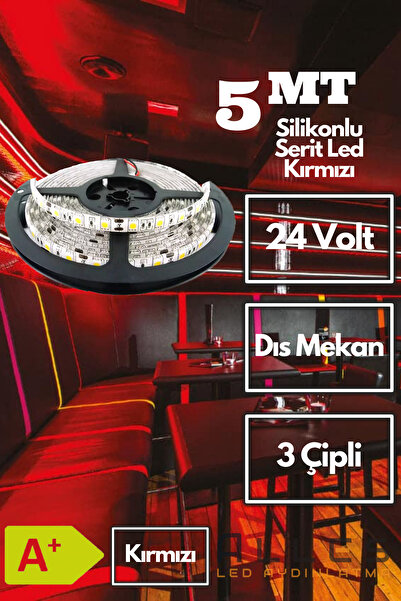 ALLES DIŞ MEKAN 3 ÇİPLİ KIRMIZI 24 VOLT ŞERİT LED 5050 METREDE 60 LED