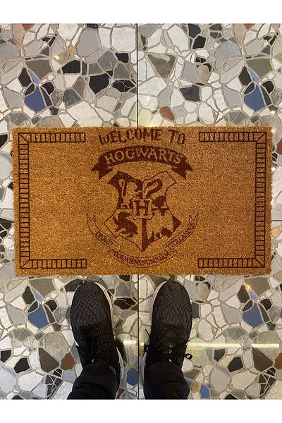 Gereksiz Şeyler WELCOME TO HOGWARTS Printed - PVC Based Bristle Koko Mat, 40x70 Cm