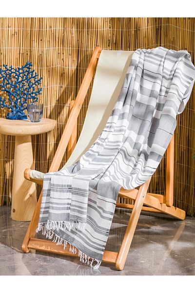 LC Waikiki LCW HOME 90x165 Unisex ριγέ πετσέτα θαλάσσης - με κρόσσια