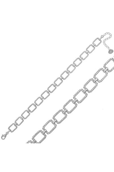 Aya Diamond Gümüş Kare Taşlı  Bileklik