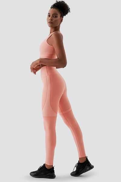 Superstacy Yvonne Shiny Piece Detailed Peach Sports Leggings