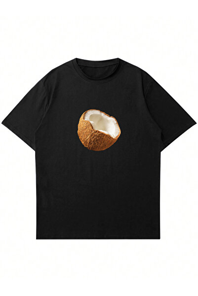 Mad&Calf Жіноча футболка Oversize з принтом кокоса - Велосипедна горловина