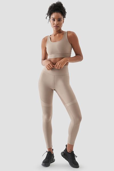 Superstacy Yvonne Shiny Piece Detailed Stone Colored Sports Leggings
