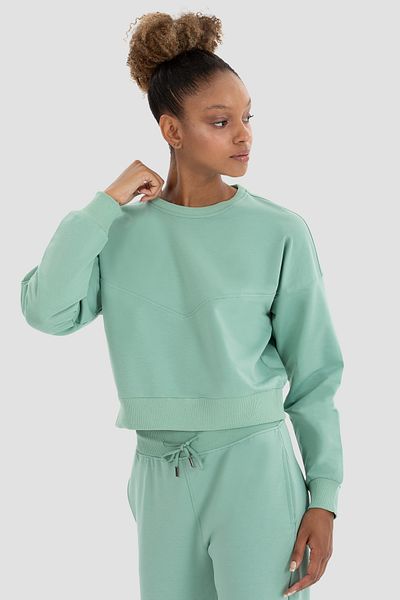 Superstacy Ena Oversize Light Green Crop Sweatshirt