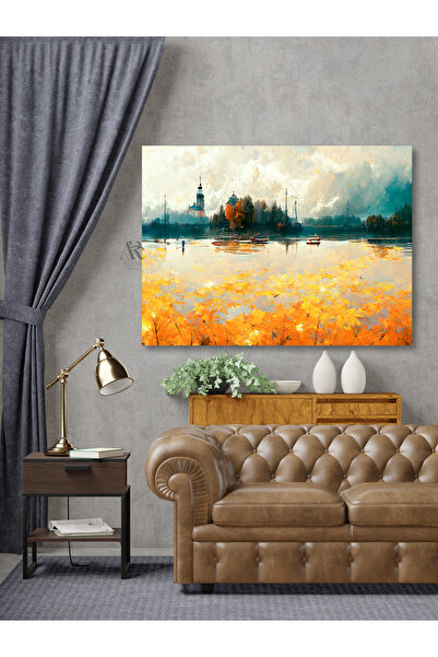 AR AJANS KANVAS TABLO Toamna Ceață Nuanțe Pastel Fum Decorativ PICTURA