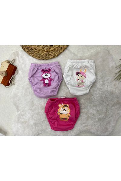 Poope's 3 Pack Cute Animals Printed Cotton Waterproof Training Cinder