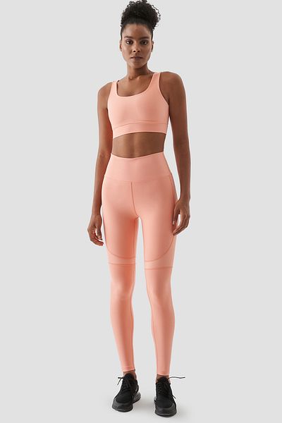Superstacy Yvonne Shiny Piece Detailed Peach Sports Leggings