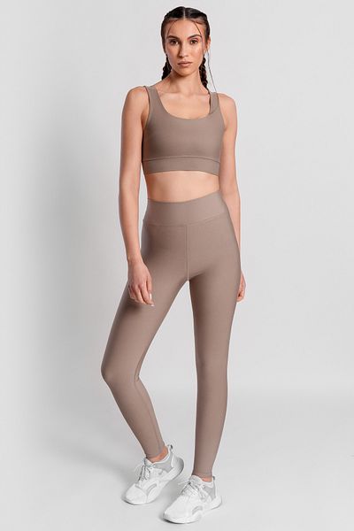 Superstacy V Waist Detailed High Waist Stone Color Sports Leggings