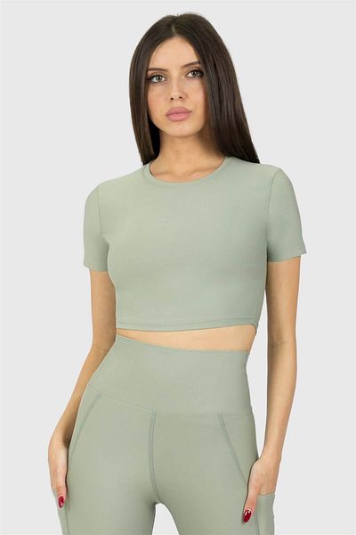 Superstacy Short Sleeve Sports Light Green Crop Top