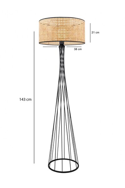 HOMİNG Homing Dora Hazeran Rattan Metal Gövdeli Lüks Lambader AYD-3681