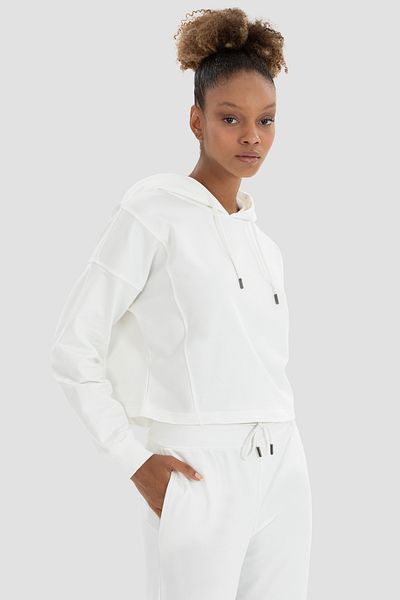 Superstacy Lisa Oversize Cream Crop Hoodie