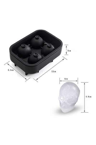 GadgetTR (DRY HEAD ICY) 4-Piece Skull Ice Box, Cocktails and Parties Wanted Ice Mold