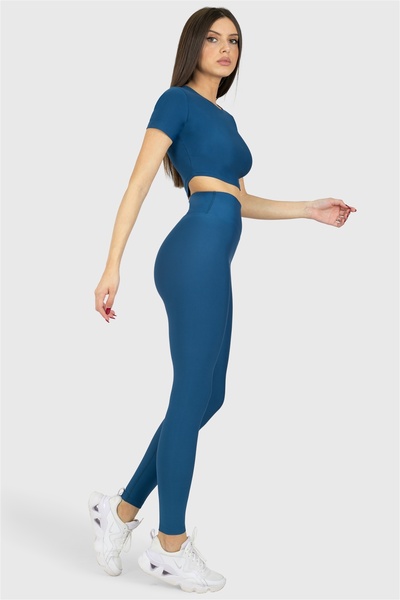 Superstacy Top sport cu mâneci scurte Petrol Crop Top