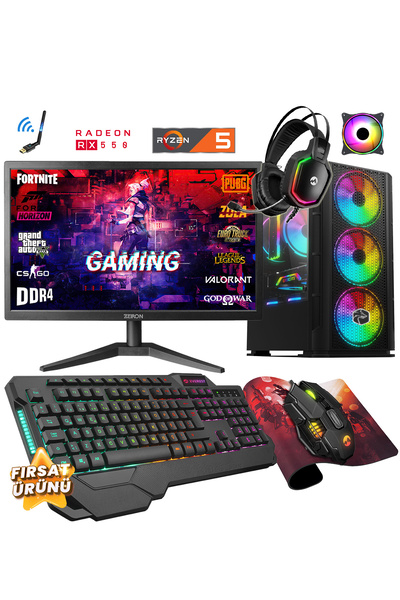 Zeiron Zrx20 Lite Ryzen 5 3600 32GB Ram 512GB SSD RX550 4GB 19" Oyuncu Masaüstü Bilgisayar