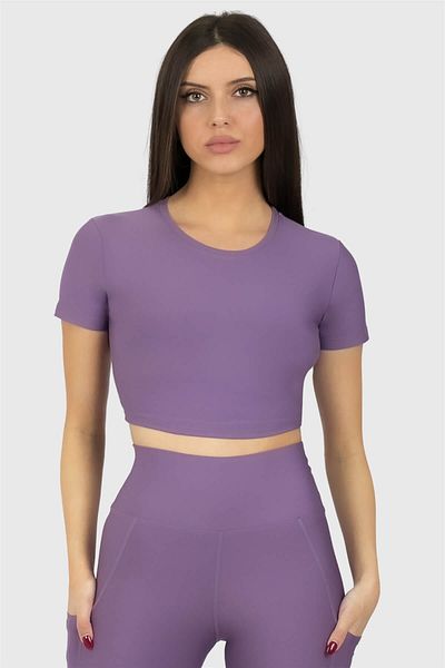 Superstacy Short Sleeve Sports Lilac Crop Top