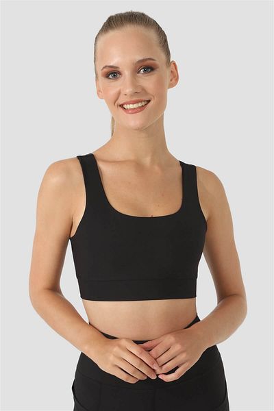 Superstacy Square Neck Black Sports Bustier