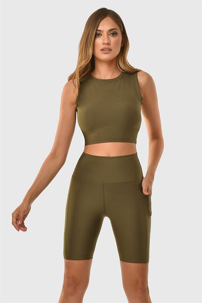 Superstacy Khaki Sport Leggings with Laptop Pocket