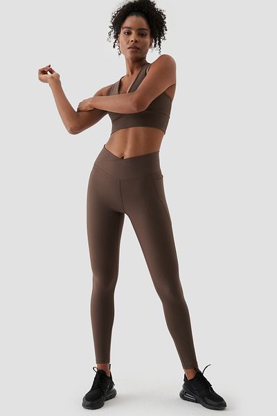 Superstacy Adele V Waist Detailed Recovery Bitter Brown Sports Leggings