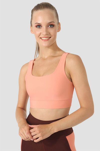 Superstacy Square Neck Peach Sports Bustier