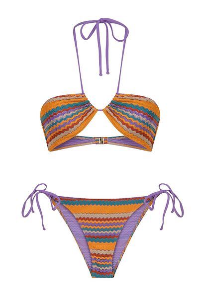 AQUELLA Knitwear Halter Collar Colorful Bikini Set