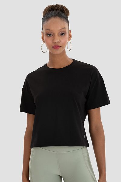 Superstacy Lily Black Oversize Crop T-Shirt
