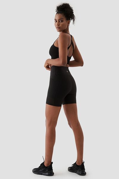 Superstacy Wawel Mesh Detailed Black Cycling Shorts