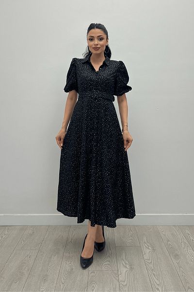 giyimmasalı Black Cotton Shirt Dress - Button Detail