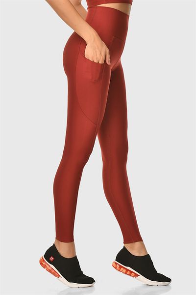 Superstacy High Waist Claret Red Sports Leggings - With Pockets