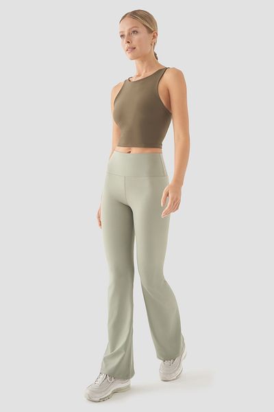 Superstacy Nichole Flared Leg High Waist Light Green Sports Leggings