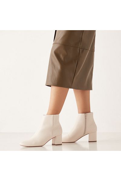 Celeste Women's Textured Ankle Boots with Block Heel and Zip Closure