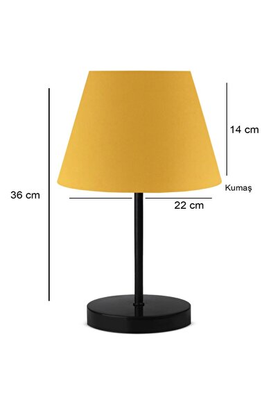 HOMİNG Mustard Fabric Black Body Lampshade Ayd-3157