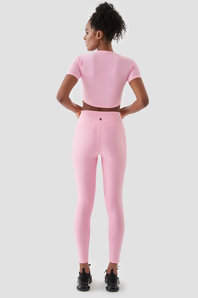 Superstacy Wawel Mesh Pocket Detailed Pink Sports Leggings