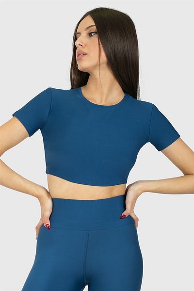 Superstacy Short Sleeve Sports Petrol Crop Top