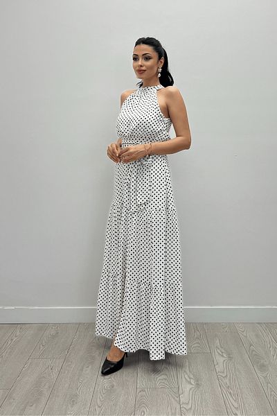 giyimmasalı Rochie Maxi Albă - Viscoză, Țesătură, Model Buline