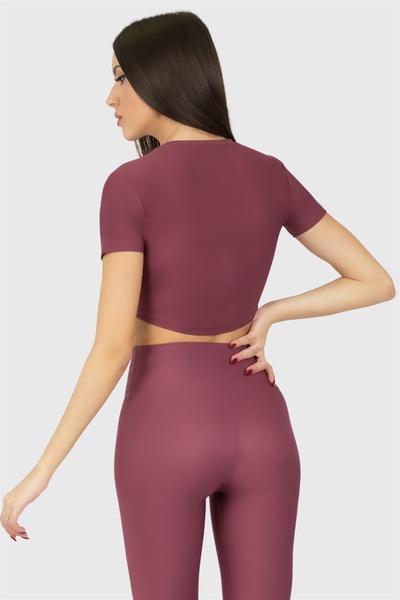 Superstacy Top crop sport cu mânecă scurtă Dusty Rose