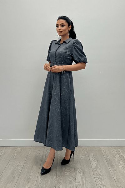 giyimmasalı GREY Cotton Shirt Dress - Button Detail